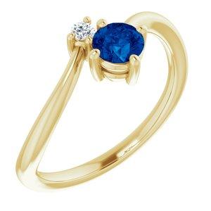 Blue Sapphire & .025 CTW Diamond Ring