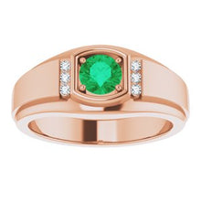 Load image into Gallery viewer, Emerald &amp; .08 CTW Diamond Men&#39;s Ring
