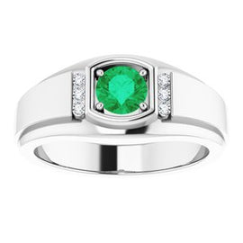 Emerald & .08 CTW Diamond Men's Ring
