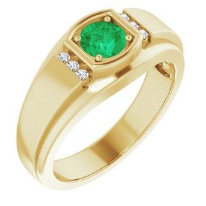 Emerald & .08 CTW Diamond Men's Ring