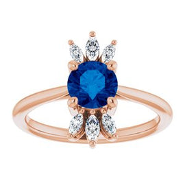 Chatham® Lab-Created Blue Sapphire & 1/4 CTW Diamond Ring