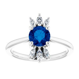 Chatham® Lab-Created Blue Sapphire & 1/4 CTW Diamond Ring