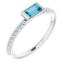 Load image into Gallery viewer, London Blue Topaz &amp; 1/6 CTW Diamond Stackable Ring
