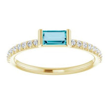 Load image into Gallery viewer, London Blue Topaz &amp; 1/6 CTW Diamond Stackable Ring
