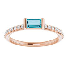 Load image into Gallery viewer, London Blue Topaz &amp; 1/6 CTW Diamond Stackable Ring
