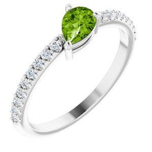 Load image into Gallery viewer, Peridot &amp; 1/6 CTW Diamond Stackable Ring
