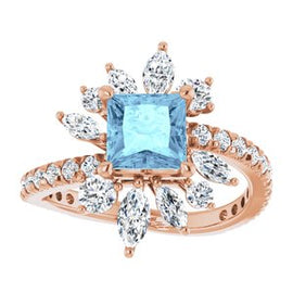Aquamarine & 1 1/6 CTW Diamond Ring