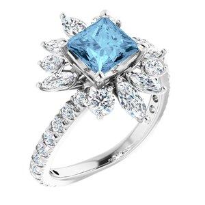 Aquamarine & 1 1/6 CTW Diamond Ring