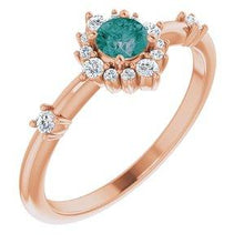 Load image into Gallery viewer, Chatham® Created Alexandrite &amp; 1/6 CTW Diamond Ring

