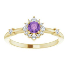 Load image into Gallery viewer, Chatham® Created Alexandrite &amp; 1/6 CTW Diamond Ring
