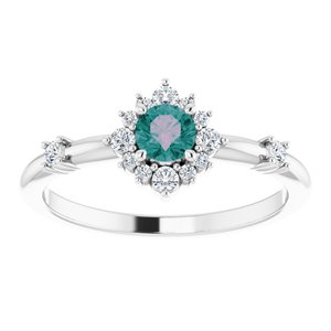 Chatham® Created Alexandrite & 1/6 CTW Diamond Ring