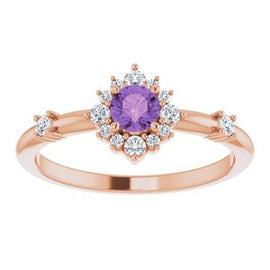 Chatham® Created Alexandrite & 1/6 CTW Diamond Ring