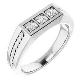 2 mm Round 1/10 CTW Diamond Men's Ring