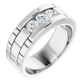 14K White 5/8 CTW Natural Diamond Men's Ring