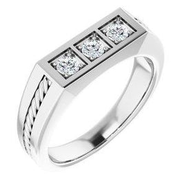 2 mm Round 1/10 CTW Diamond Men's Ring