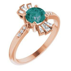Chatham® Created Emerald & 1/6 CTW Diamond Ring
