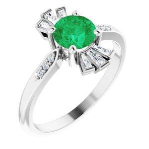 Chatham® Created Emerald & 1/6 CTW Diamond Ring