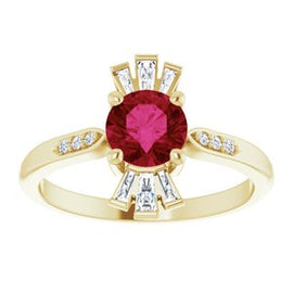 Chatham® Created Emerald & 1/6 CTW Diamond Ring