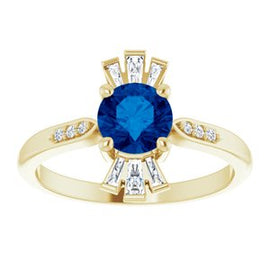 Chatham® Created Emerald & 1/6 CTW Diamond Ring