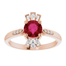 Chatham® Created Emerald & 1/6 CTW Diamond Ring