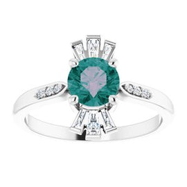 Chatham® Created Emerald & 1/6 CTW Diamond Ring