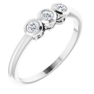 1/5 CTW Diamond Three-Stone Bezel-Set Ring