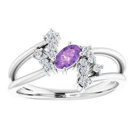 Chatham® Created Alexandrite & 1/8 CTW Diamond Bypass Ring