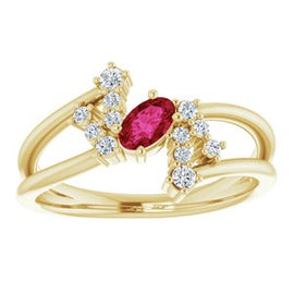 Chatham® Created Alexandrite & 1/8 CTW Diamond Bypass Ring