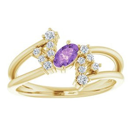 Chatham® Created Alexandrite & 1/8 CTW Diamond Bypass Ring