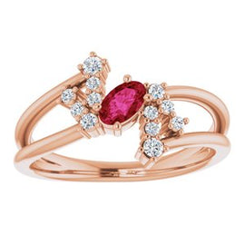 Chatham® Created Alexandrite & 1/8 CTW Diamond Bypass Ring