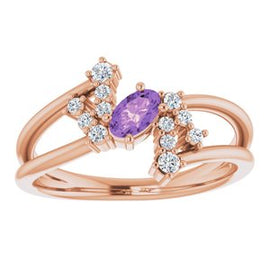 Chatham® Created Alexandrite & 1/8 CTW Diamond Bypass Ring