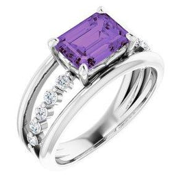 Amethyst & 1/5 CTW Diamond Ring