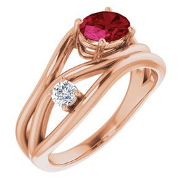 Chatham® Created Ruby & 1/10 CTW Diamond Ring
