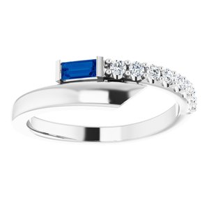 Blue Sapphire & 1/6 CTW Diamond Bypass Ring