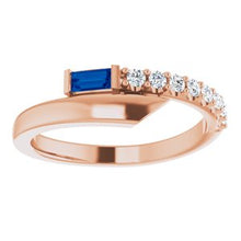 Load image into Gallery viewer, Blue Sapphire &amp; 1/6 CTW Diamond Bypass Ring
