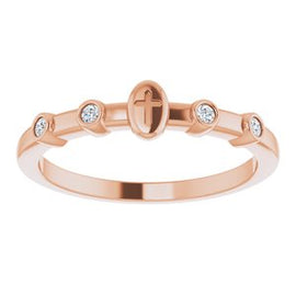 .06 CTW Diamond Stackable Cross Ring
