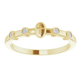 .06 CTW Diamond Stackable Cross Ring