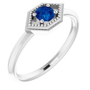 Blue Sapphire Geometric Ring