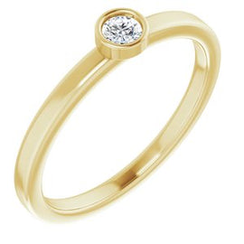14K White 3 mm Natural Diamond Ring