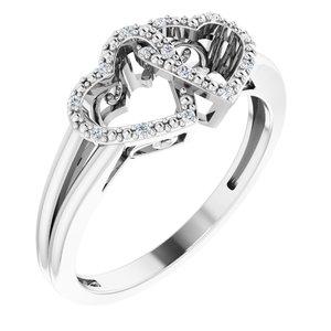 .05 CTW Diamond Double Heart Design Ring