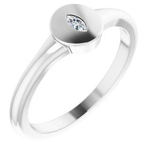 Load image into Gallery viewer, 14K White .05 CT Diamond Signet Ring
