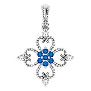 Sapphire & 1/10 CTW Diamond Pendant