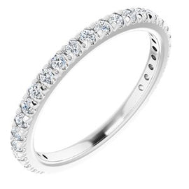 14K White 3/8 CTW Natural Diamond French-Set Anniversary Band