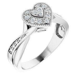 Cubic Zirconia Criss-Cross Heart Ring