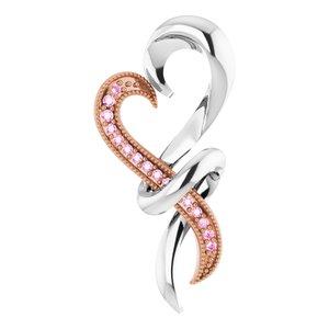 with Rose Rhodium-Plating Pink Sapphire Heart Pendant