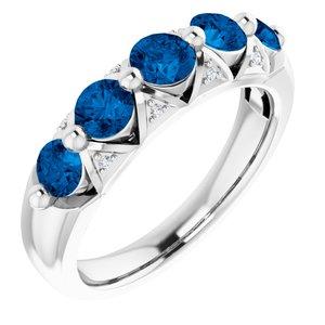 Ceylon Blue Sapphire & .03 CTW Diamond Ring