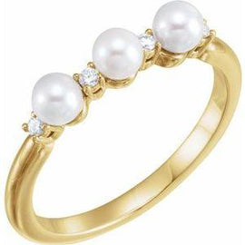 Freshwater Cultured Pearl & .05 CTW Diamond Ring