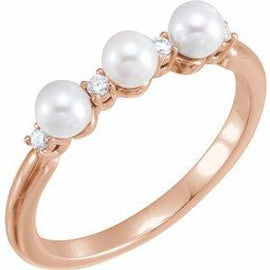 Freshwater Cultured Pearl & .05 CTW Diamond Ring