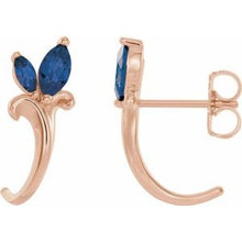 Load image into Gallery viewer, Blue Zircon Floral-Inspired J-Hoop Earrings
