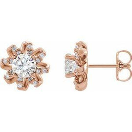 1 CTW Diamond Halo-Style Earrings